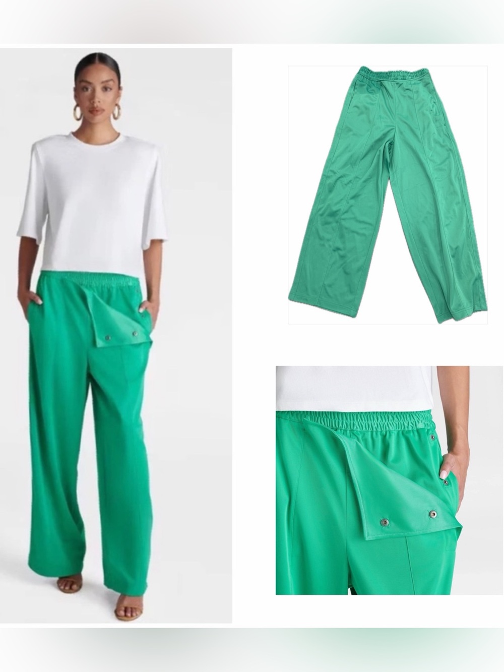 KBB by Kahlana Wide-Leg Track Pants Mint Green size XS exercise running jogging